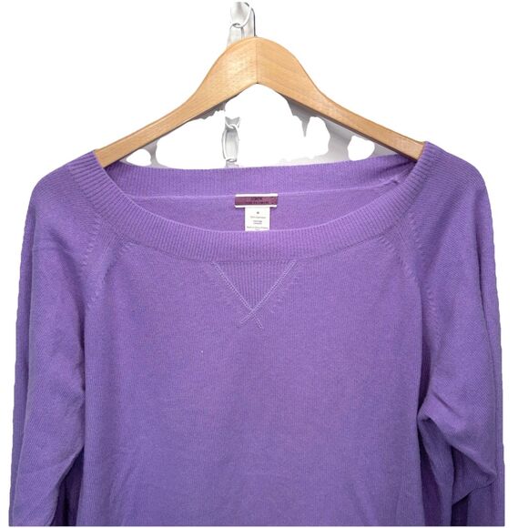 Vtg J.Crew Italian Yarn Cashmere Scoop neck Sweater Womens Lavender Pullover Med - Picture 3 of 10